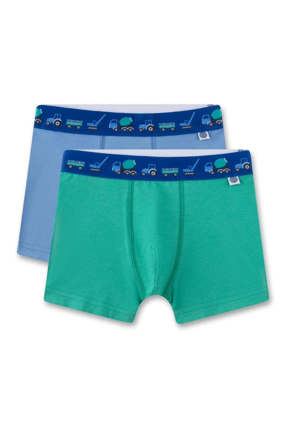 sanetta-jungen-hipshorts-doppelpack-gr-n-hellblau-baustellenautos-bio-baumwoll-m image 1