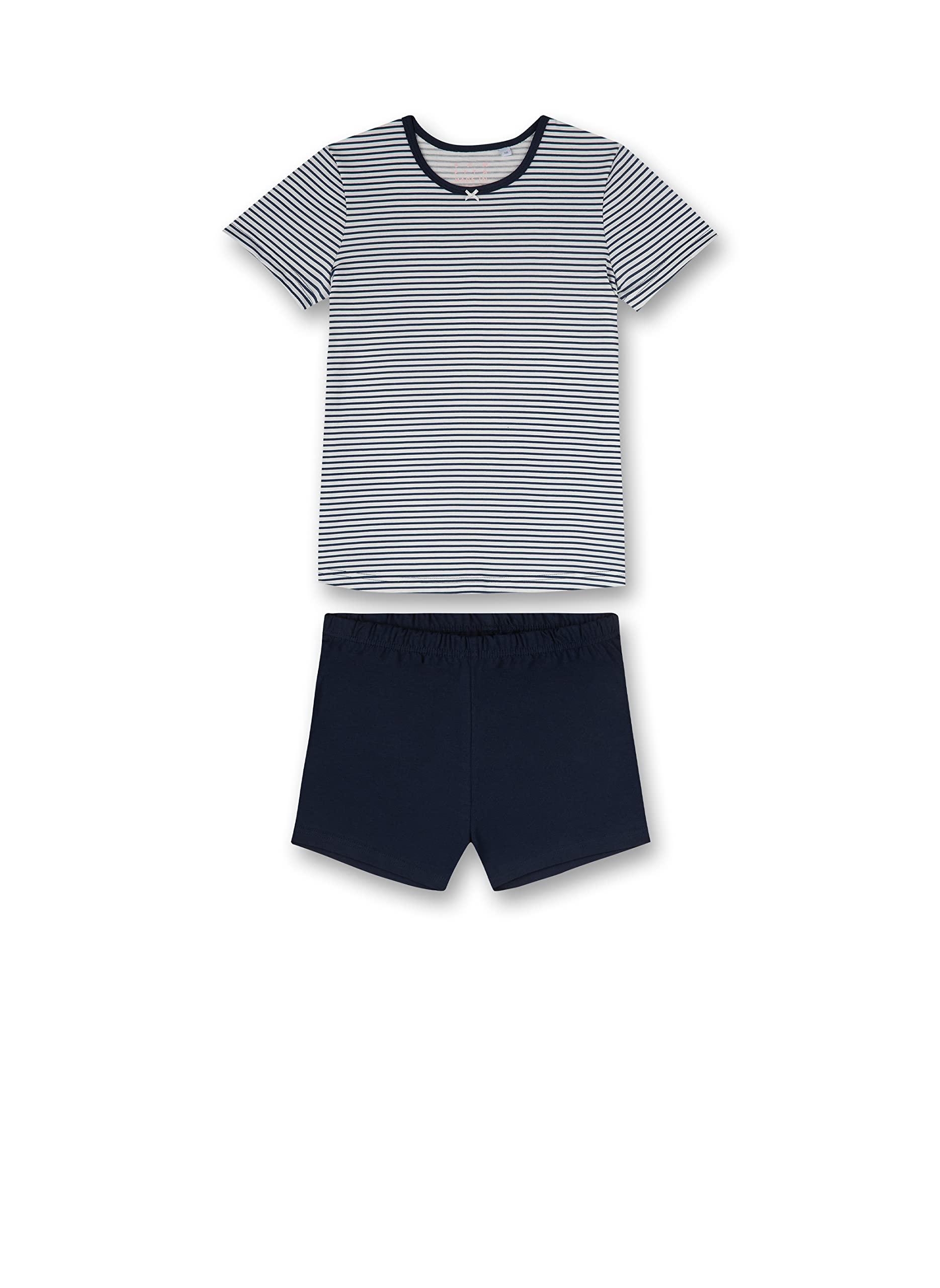 sanetta-m-dchen-schlafanzug-kurz-dunkelblau-geringelt-pyjamaset-aus-weicher-baum image 1