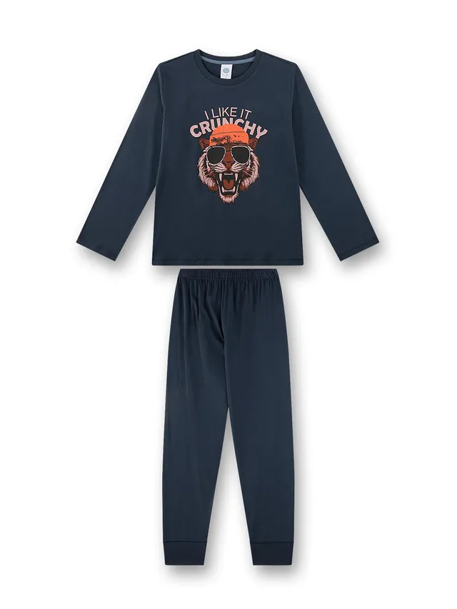 sanetta-jungen-schlafanzug-lang-dunkelblau-tiger-aus-baumwolle image 1