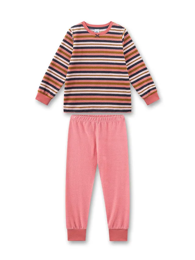 sanetta-m-dchen-schlafanzug-lang-rosa-ringel-frott-e-kinderpyjama image 1