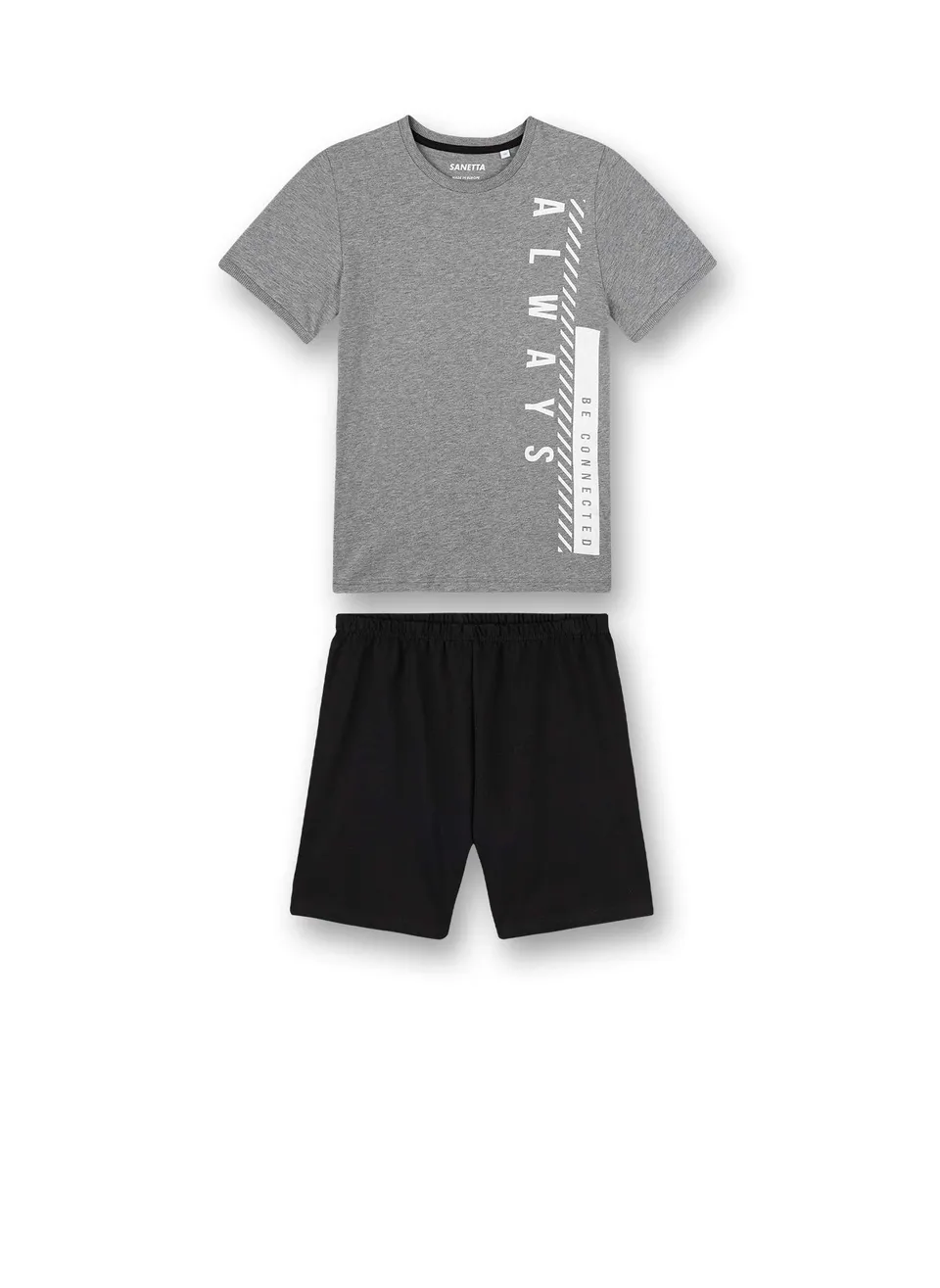 sanetta-jungen-schlafanzug-kurz-grau-pyjamaset-baumwolle image 1