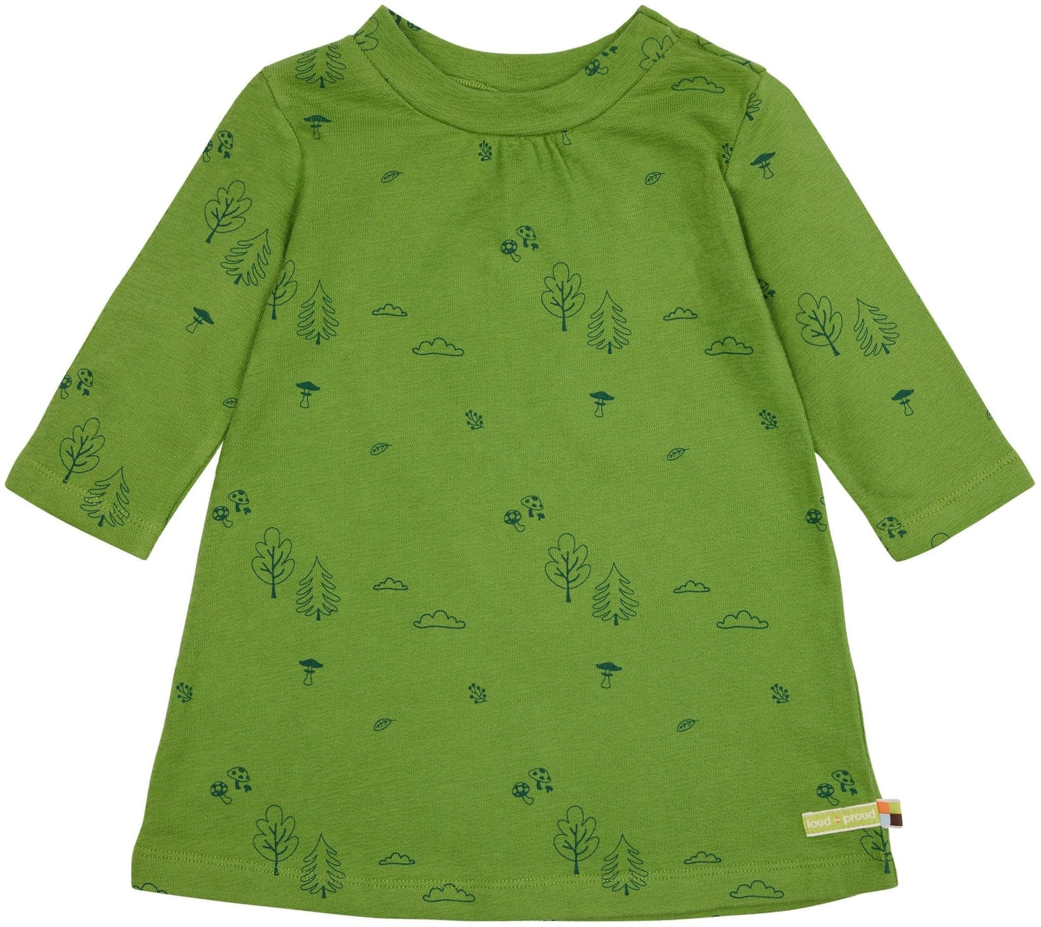 loud-proud-kleid-langarm-strukturstrick-mit-druck-langarmkleid-wald-motiv image 1