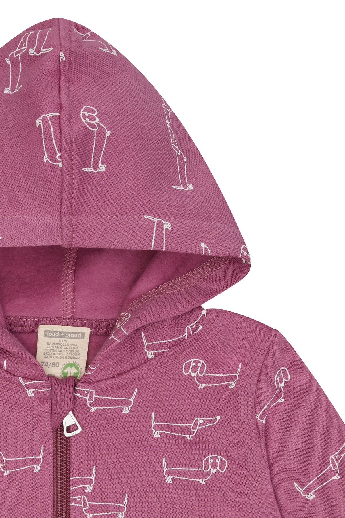 loud-proud-sweatjacke-mit-kapuze-dackel-allover-kapuzenjacke-mit-rei-verschluss image 6