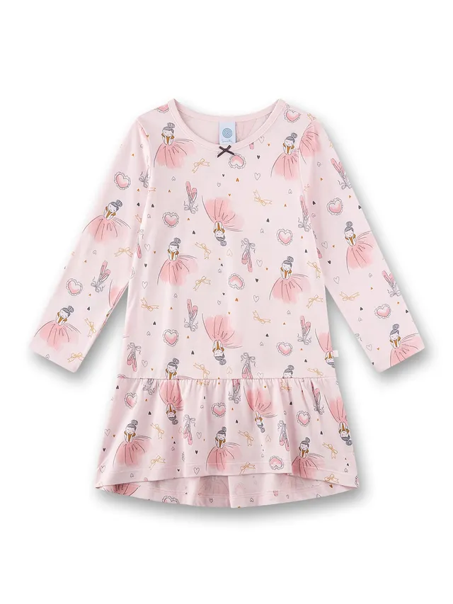sanetta-m-dchen-nachthemd-langarm-rosa-ballerina-baumwoll-modal image 1