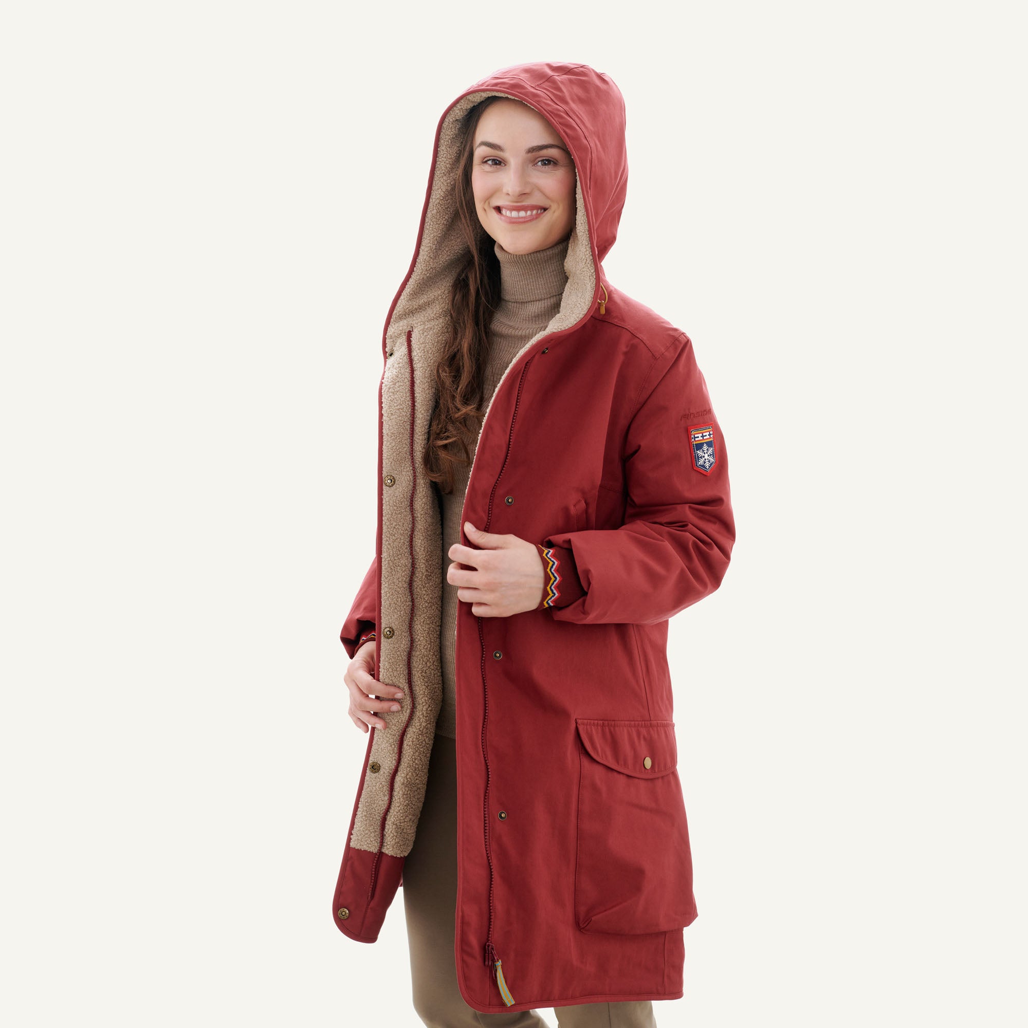 finkid-ivalukka-damen-winterparka-baumwolle-teddyfleece image 3