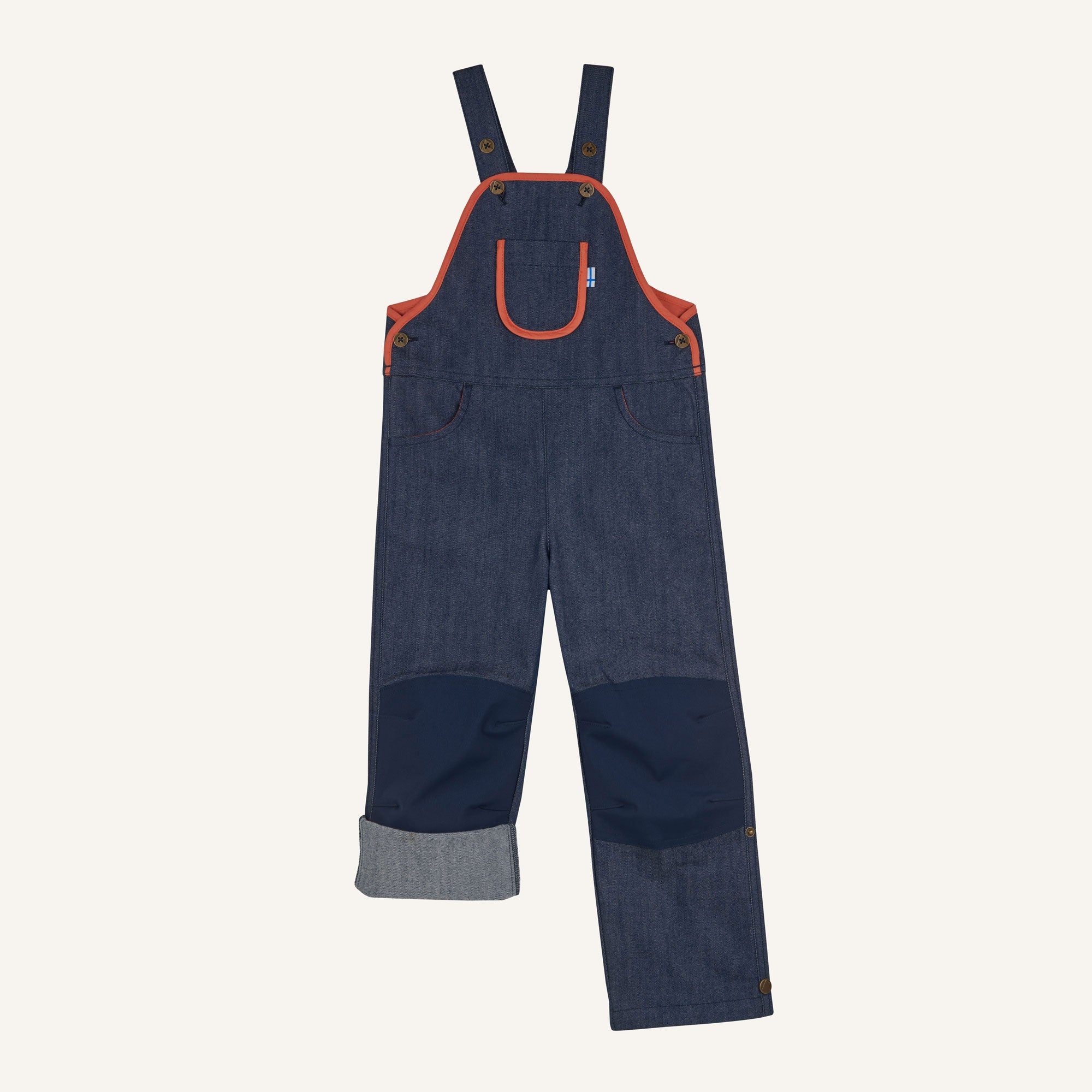 finkid-loiri-denim-kinder-latzhose-robuste-jeans-outdoorhose-mit-kniebesatz image 2
