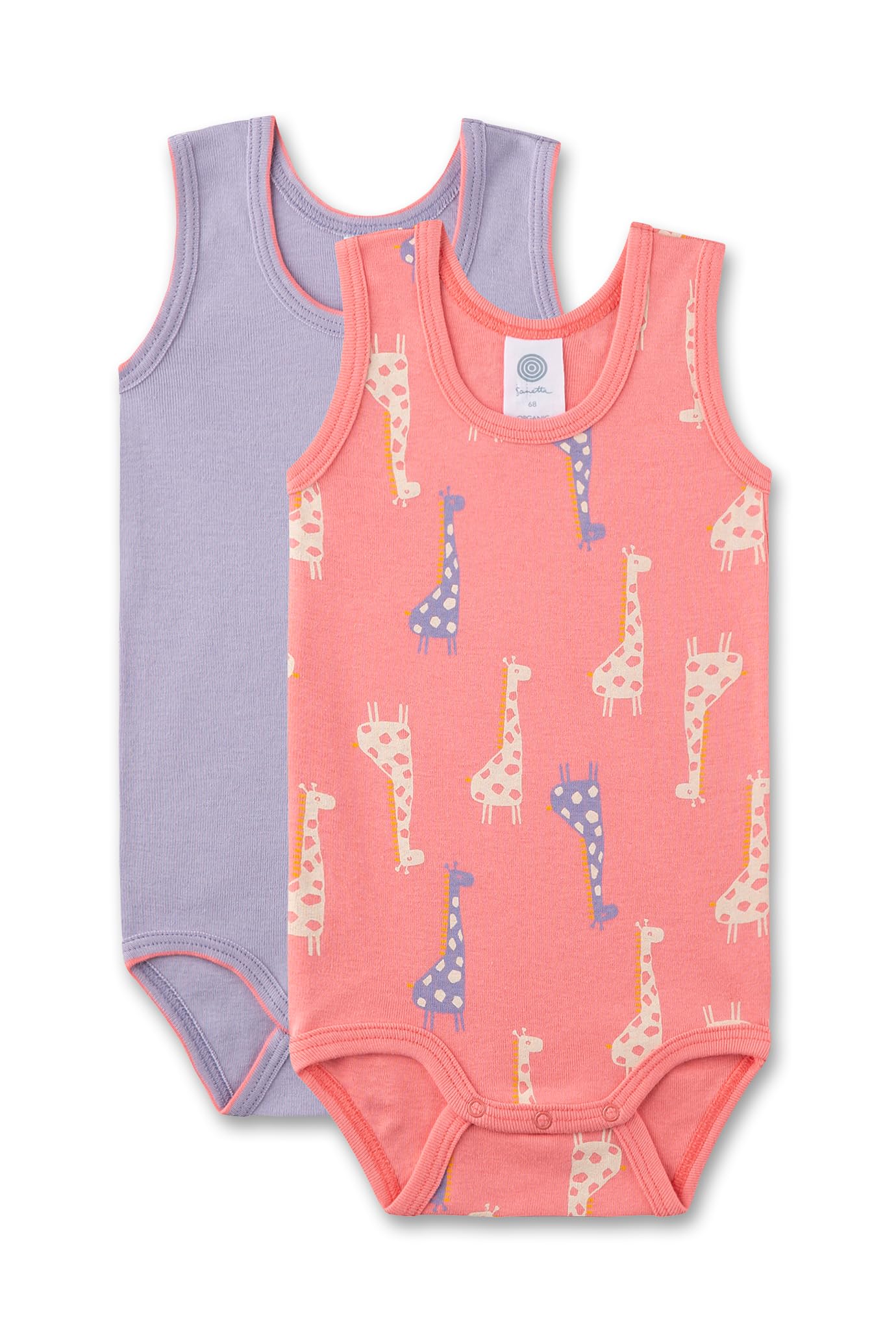 sanetta-baby-body-rmellos-doppelpack-lila-rosa-giraffe-bio-baumwolle image 1