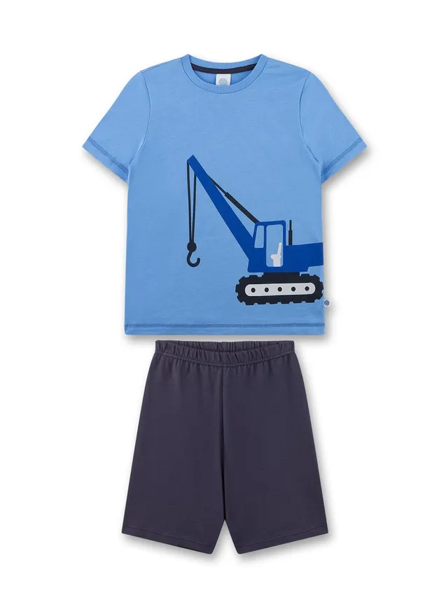 sanetta-jungen-schlafanzug-kurz-blau-pyjamaset-aus-baumwolle image 1