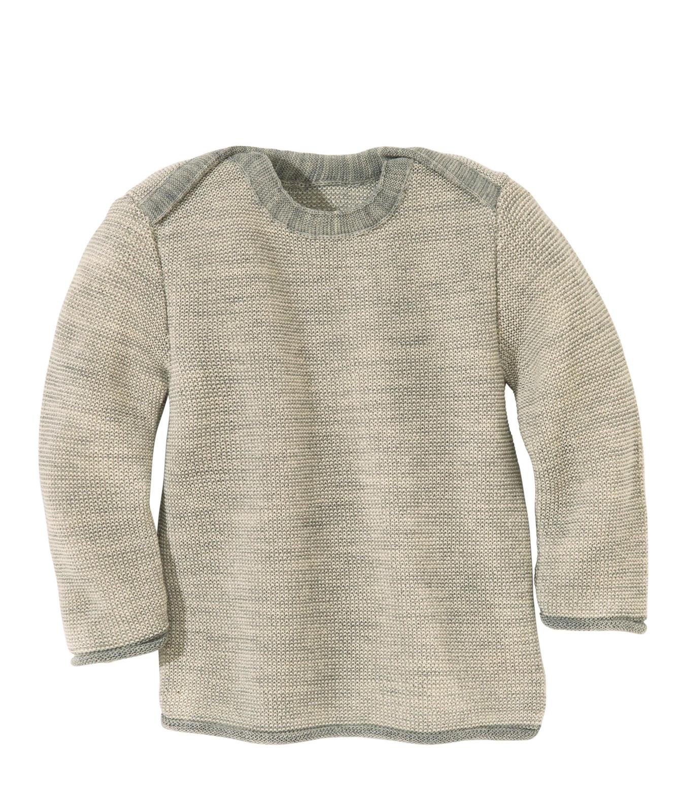 disana-melange-pullover-wolle-blau-mit-schlupf-kragen image 1