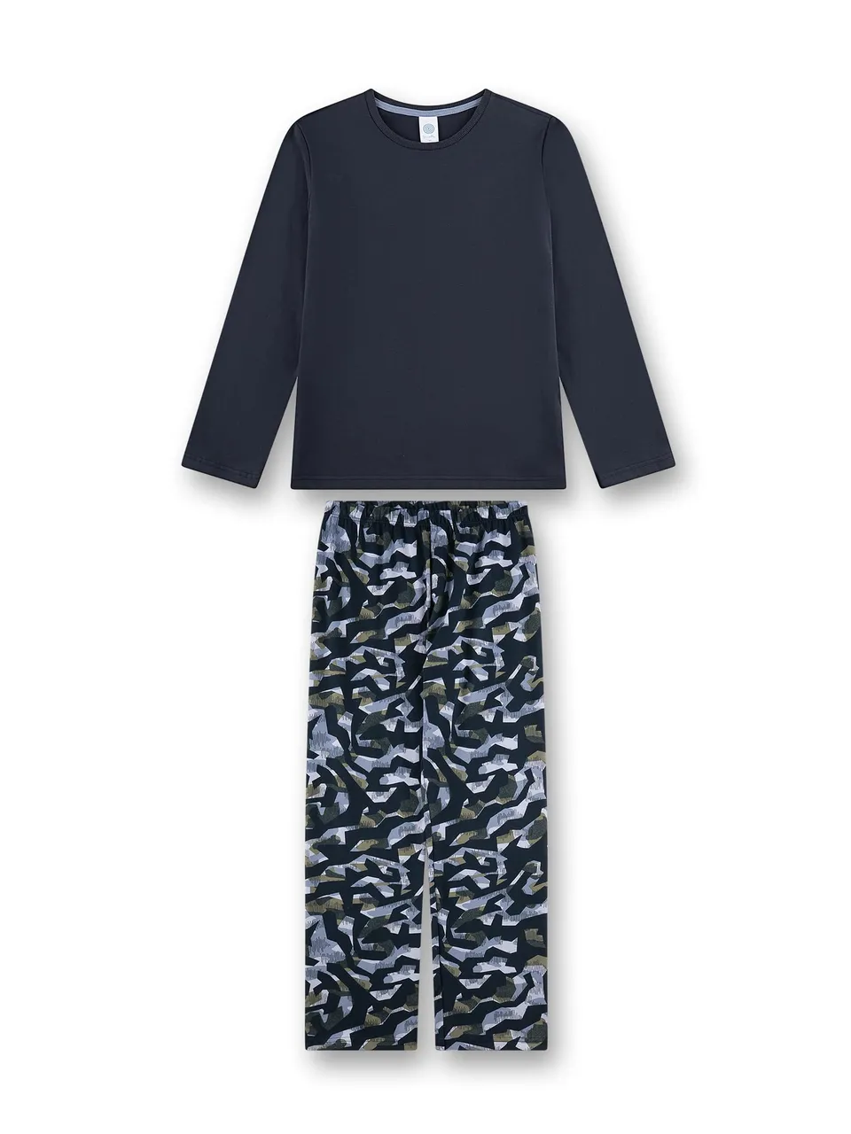sanetta-jungen-schlafanzug-lang-dunkelblau-camouflage-wolf-natural-hunter-baumwo image 1