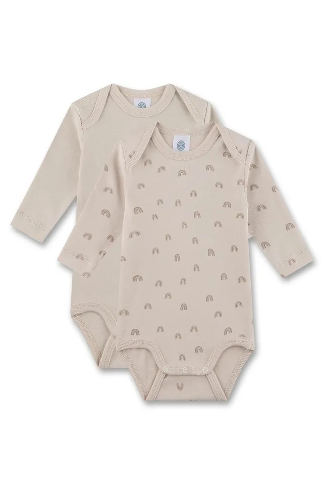 sanetta-baby-body-langarm-doppelpack-beige-regenbogen-unisex-body-aus-bio-baumwo image 1
