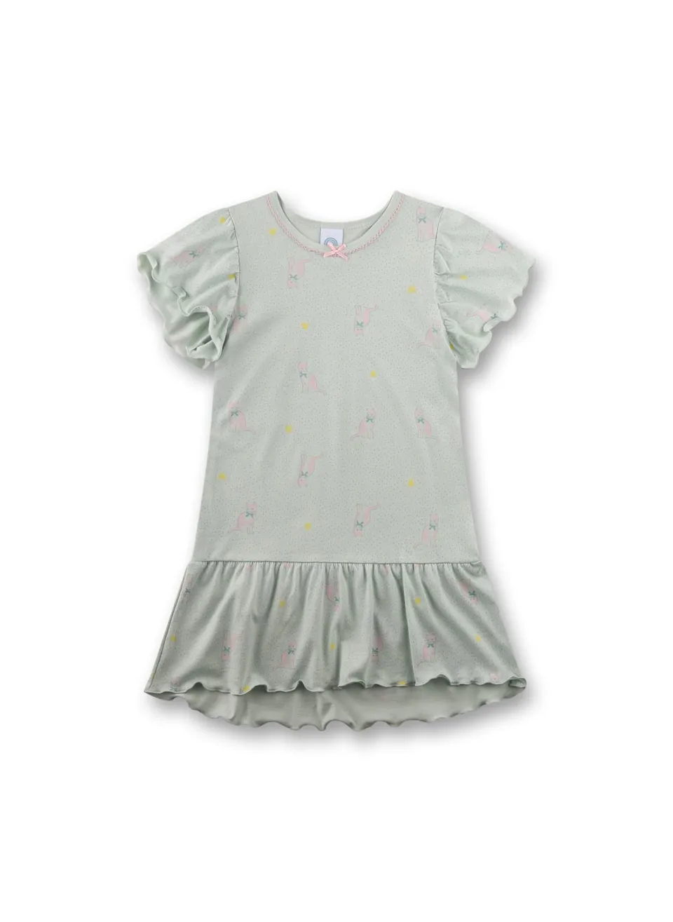 sanetta-m-dchen-nachthemd-kurzarm-gr-n-katze-baumwoll-modal-mix image 1