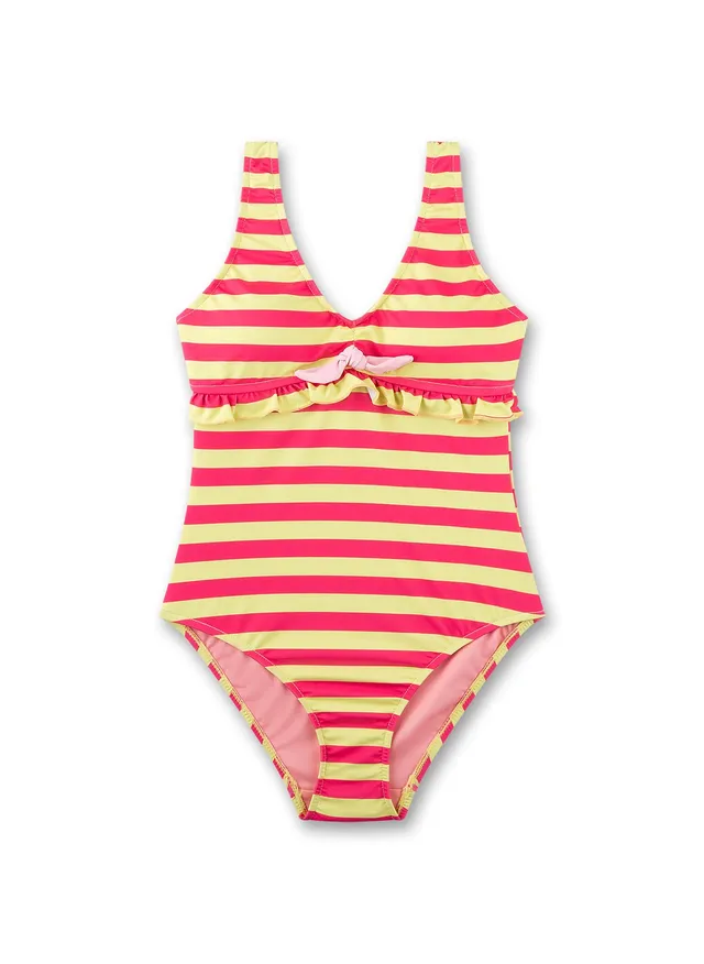 sanetta-m-dchen-badeanzug-gelb-streifen-badeanzug-aus-recyceltem-polyester-mix image 1