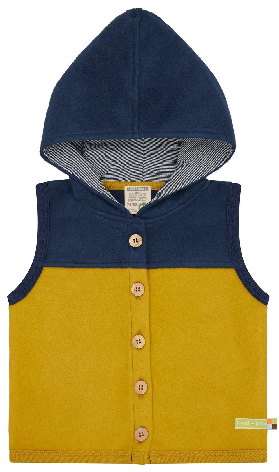loud-proud-weste-aus-baumwoll-fleece-mit-kapuze-colorblock image 1