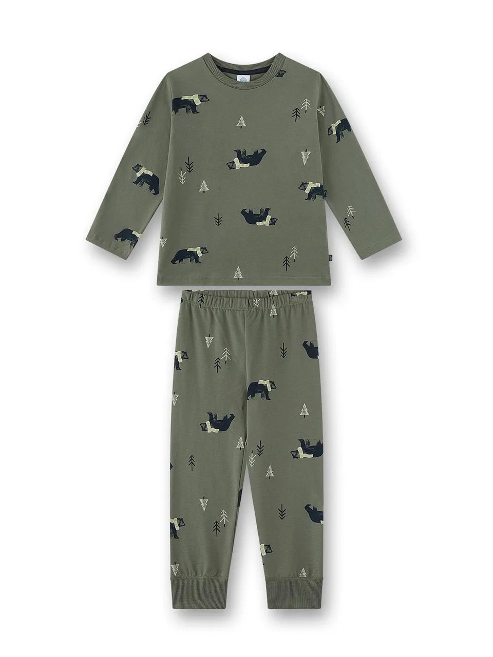 sanetta-jungen-schlafanzug-lang-khaki-b-r-allover-baumwolle image 1