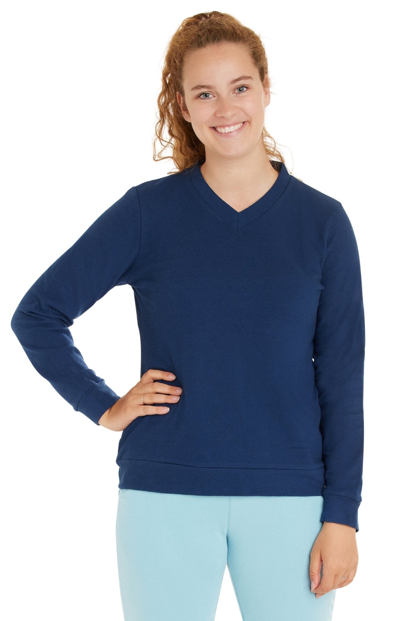 loud-proud-damen-sweat-strukturmuster-mit-v-ausschnitt image 5