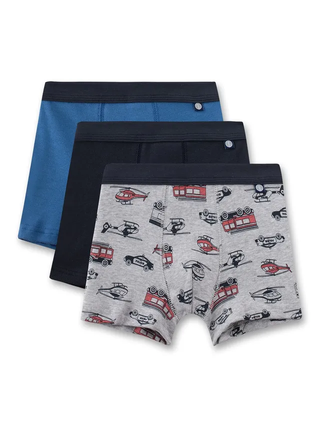sanetta-jungen-hipshorts-dreierpack-blau-schwarz-grau-einsatzfahrzeuge-unterhose image 1