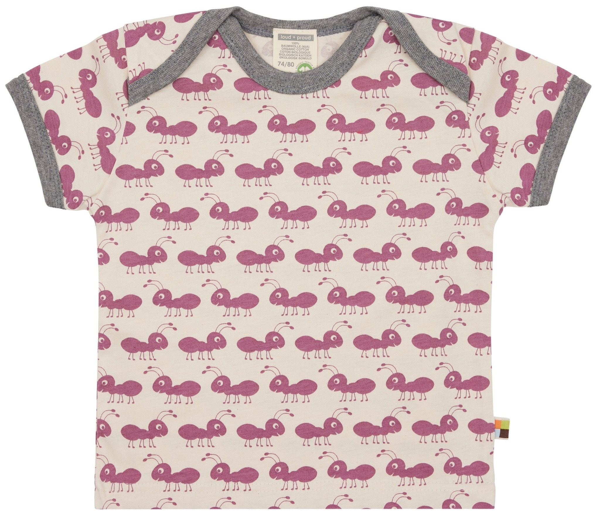 loud-proud-t-shirt-mit-druck-ameisen-bio-baumwolle-allover image 1
