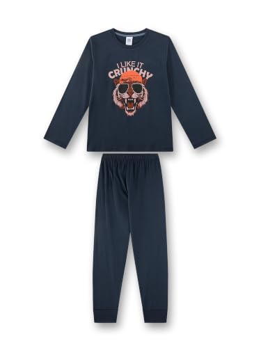 sanetta-jungen-schlafanzug-lang-dunkelblau-tiger-aus-baumwolle image 4
