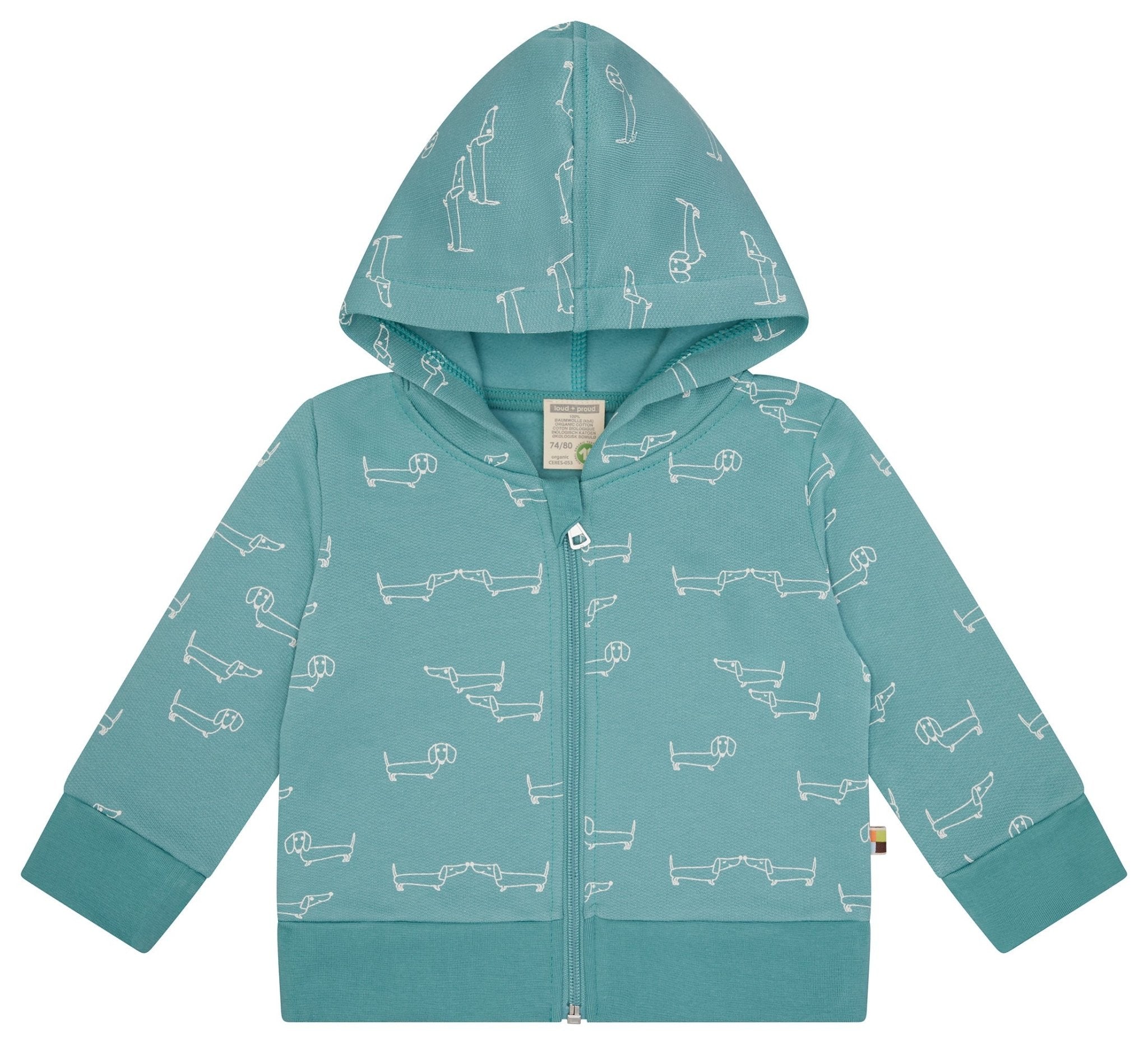 loud-proud-sweatjacke-mit-kapuze-dackel-allover-kapuzenjacke-mit-rei-verschluss image 7
