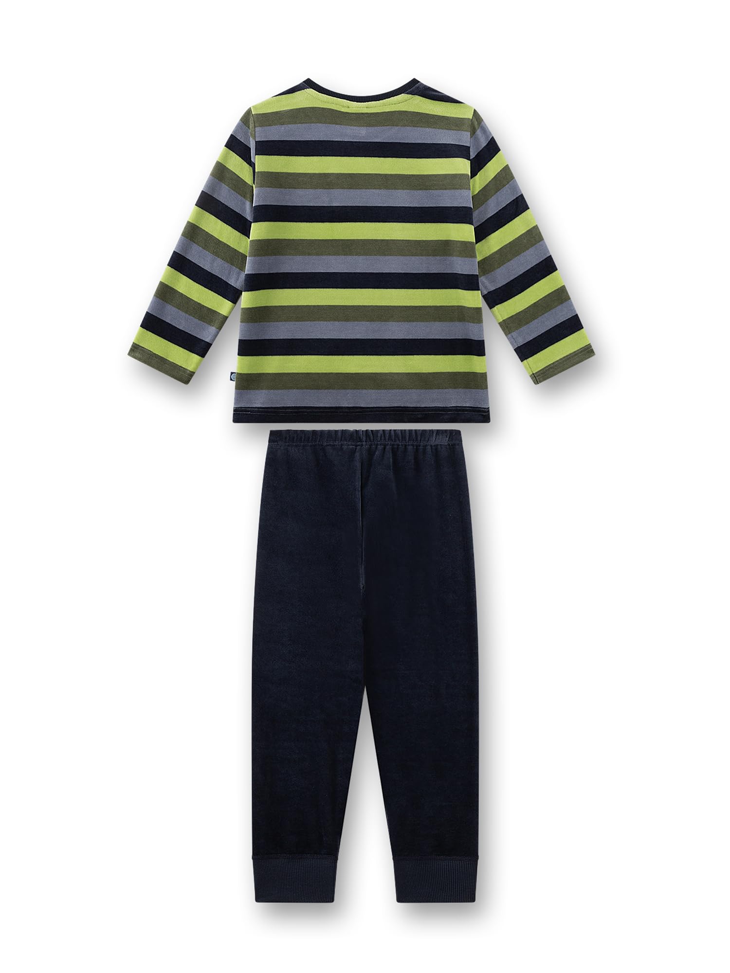 sanetta-jungen-schlafanzug-lang-khaki-ringel-aus-nicki-kinderpyjama-gr-n image 2