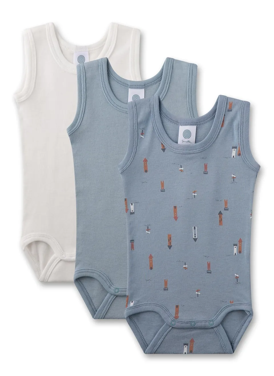 sanetta-baby-body-rmellos-dreierpack-off-white-blau-turm-aus-bio-baumwolle-f-r-j image 1