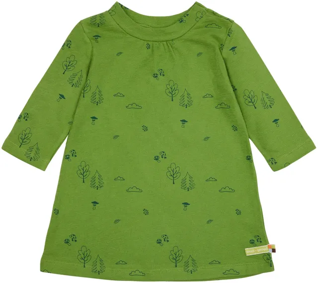 loud-proud-kleid-langarm-strukturstrick-mit-druck-langarmkleid-wald-motiv image 1