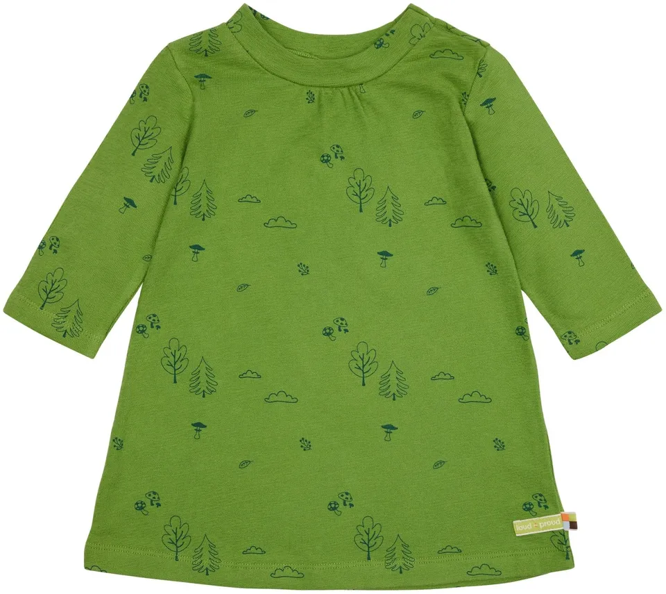 loud-proud-kleid-langarm-strukturstrick-mit-druck-langarmkleid-wald-motiv image 1