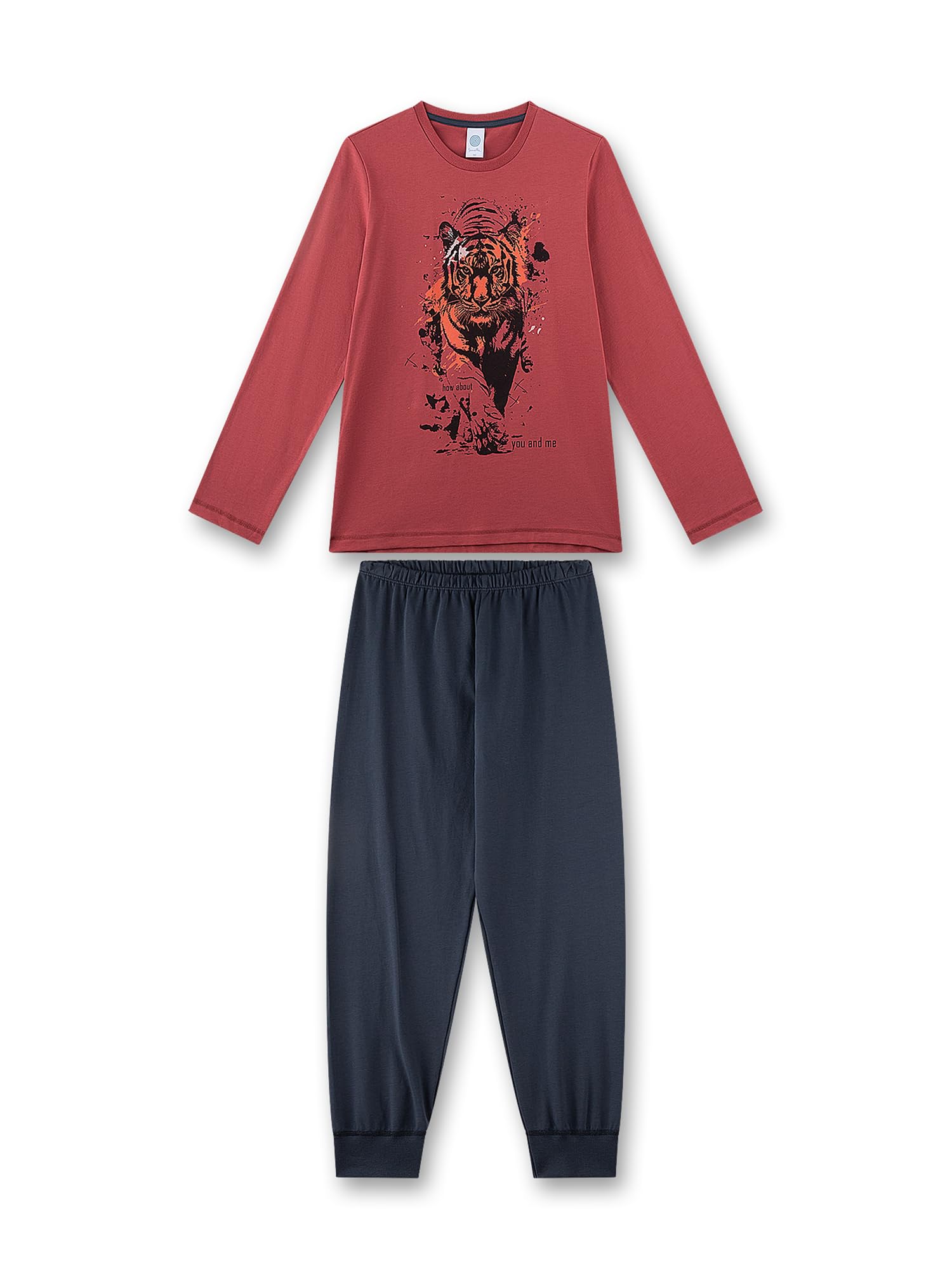 sanetta-jungen-schlafanzug-lang-rot-tiger-aus-baumwolle image 1