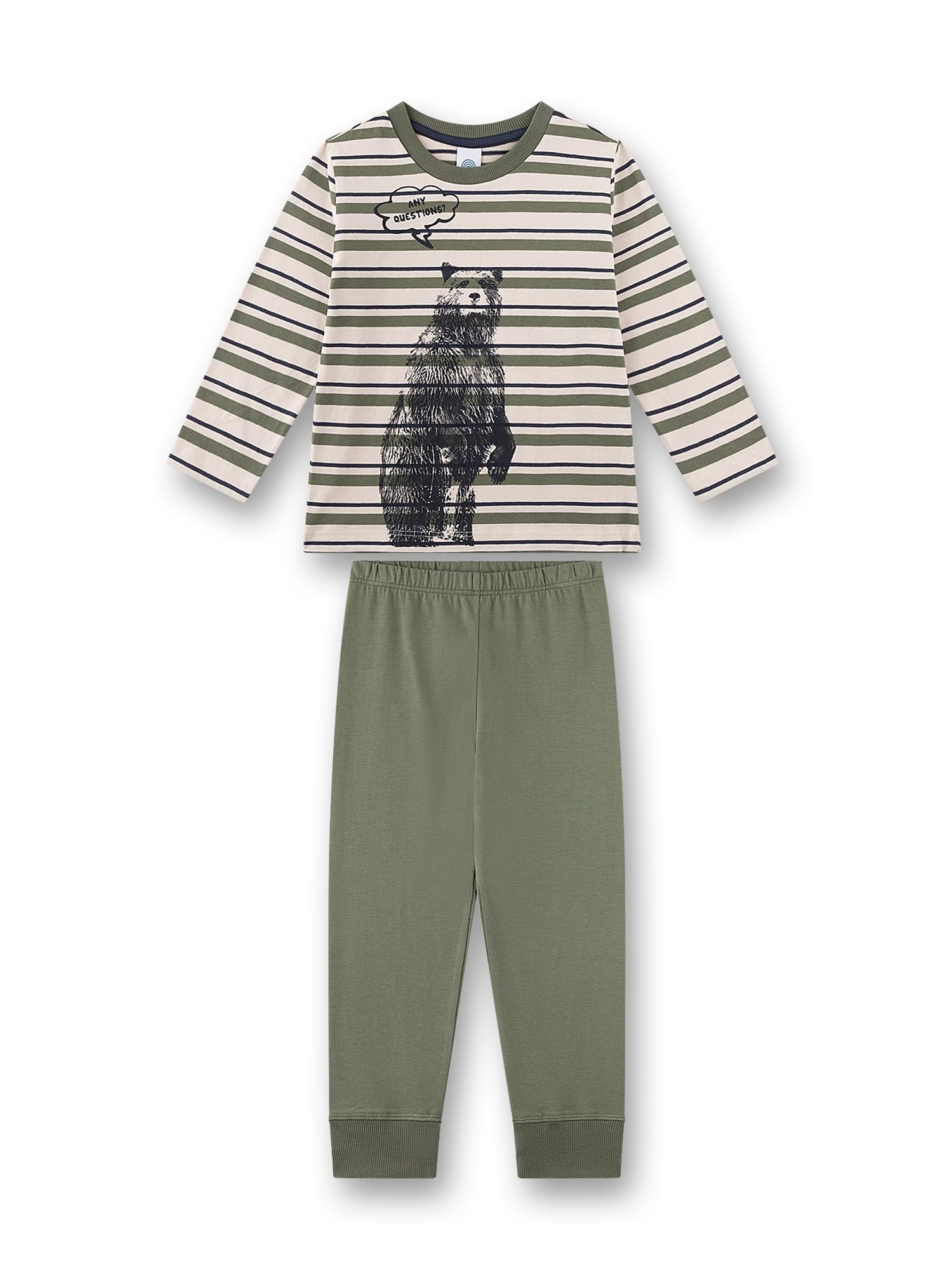 sanetta-jungen-schlafanzug-lang-khaki-geringelt-b-r-baumwolle-kinderpyjama image 1