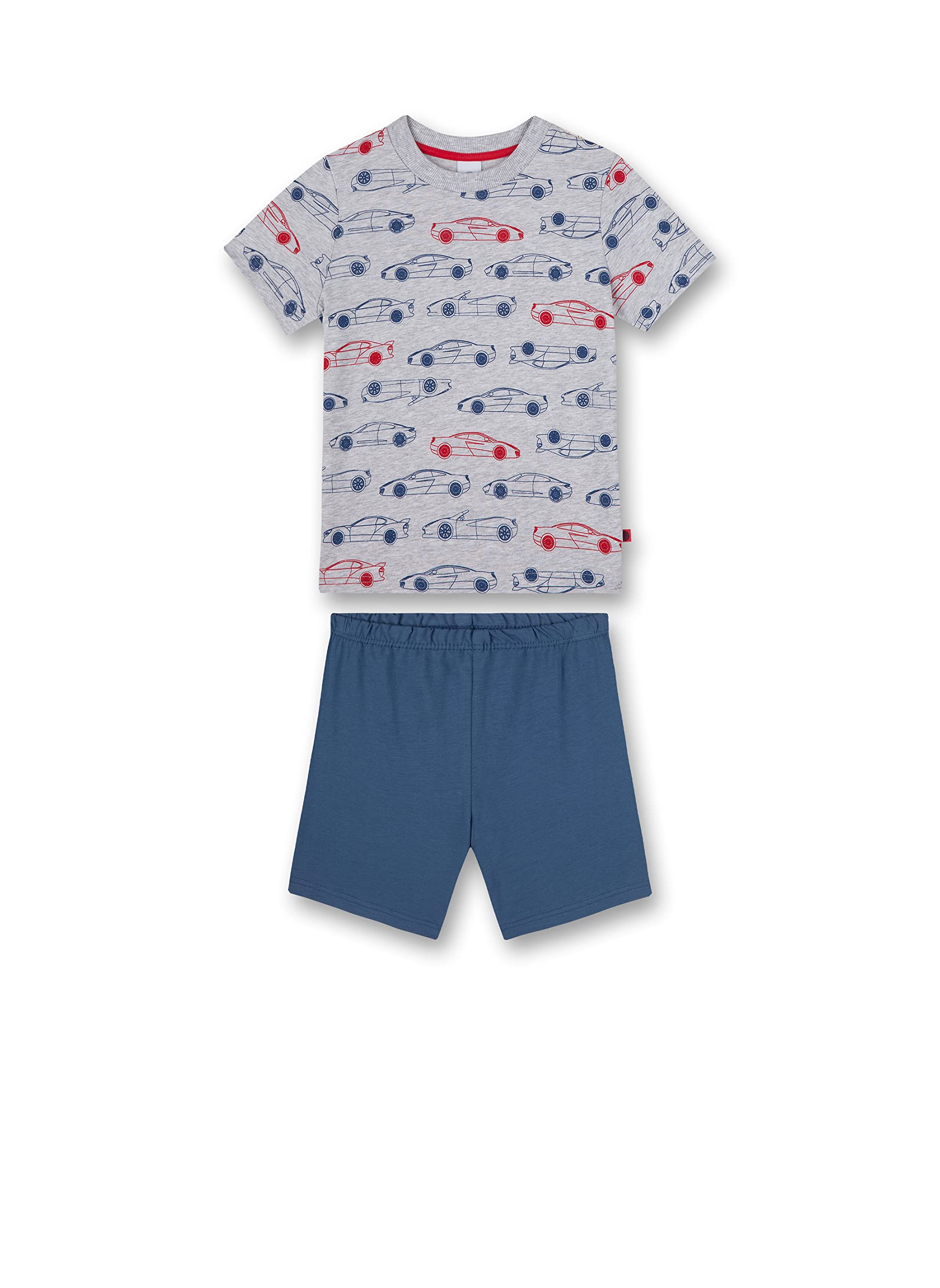 sanetta-jungen-schlafanzug-kurz-graumelange-auto-pyjamaset image 1