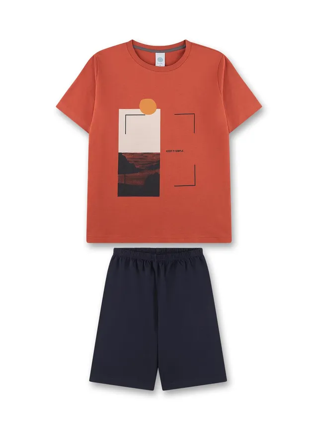 sanetta-jungen-schlafanzug-kurz-rot-aus-baumwolle-pyjamaset image 1