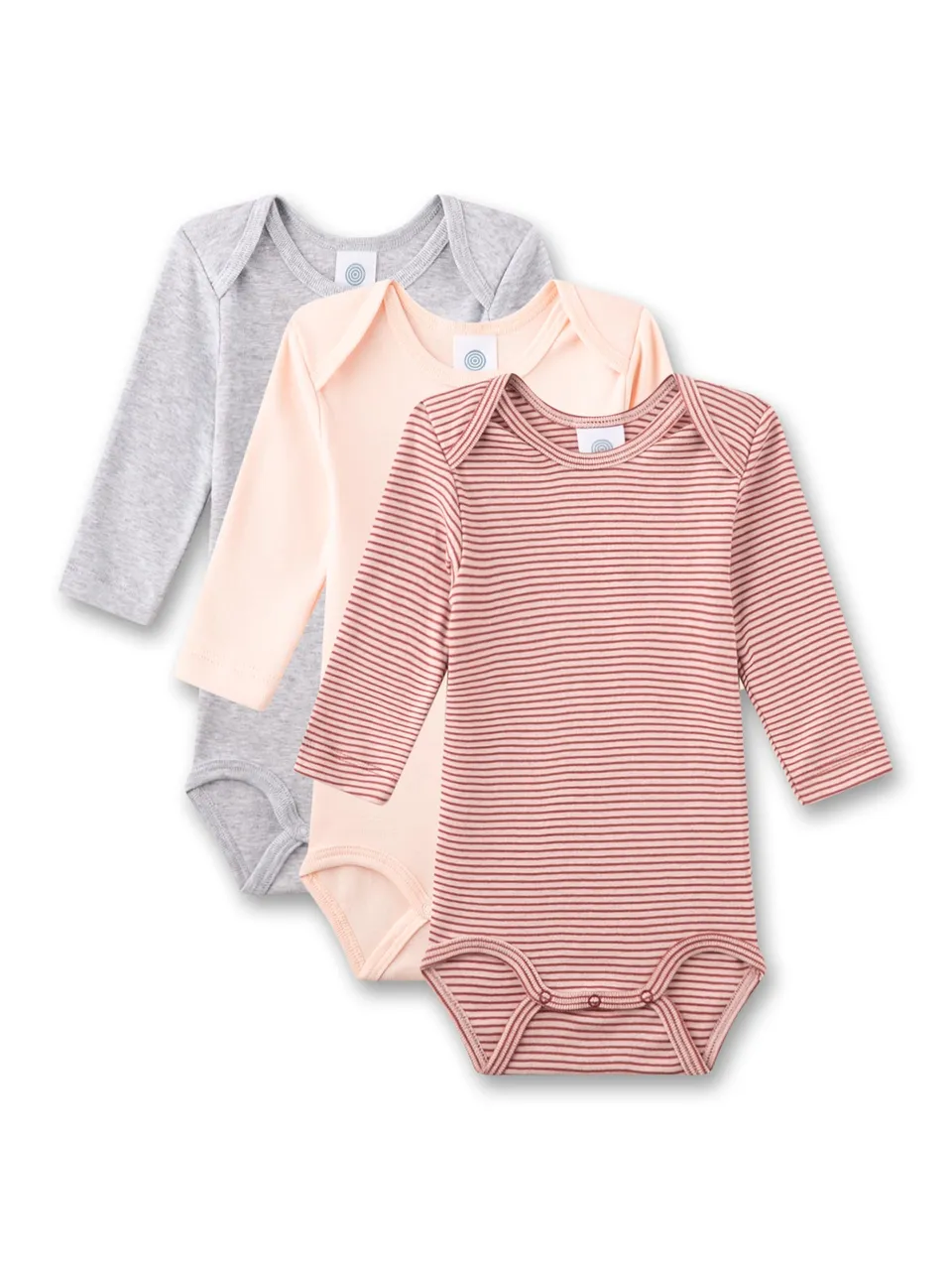 sanetta-baby-body-langarm-dreierpack-grau-apricot-rot-ringel-aus-bio-baumwolle-f image 1