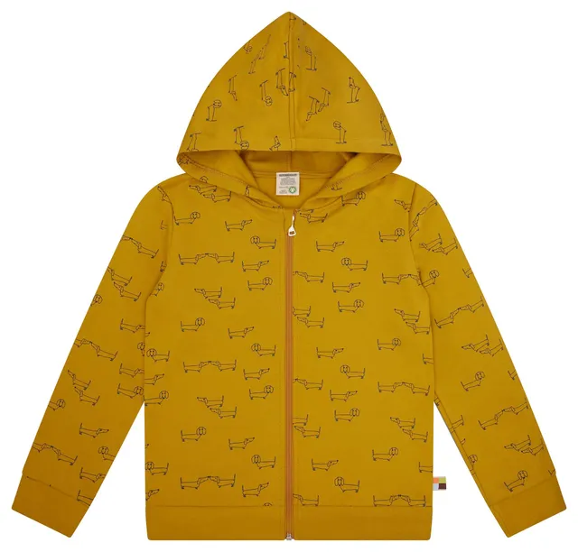 loud-proud-sweatjacke-mit-kapuze-dackel-alloverprint-kinder-kapuzenjacke-aus-bio image 1