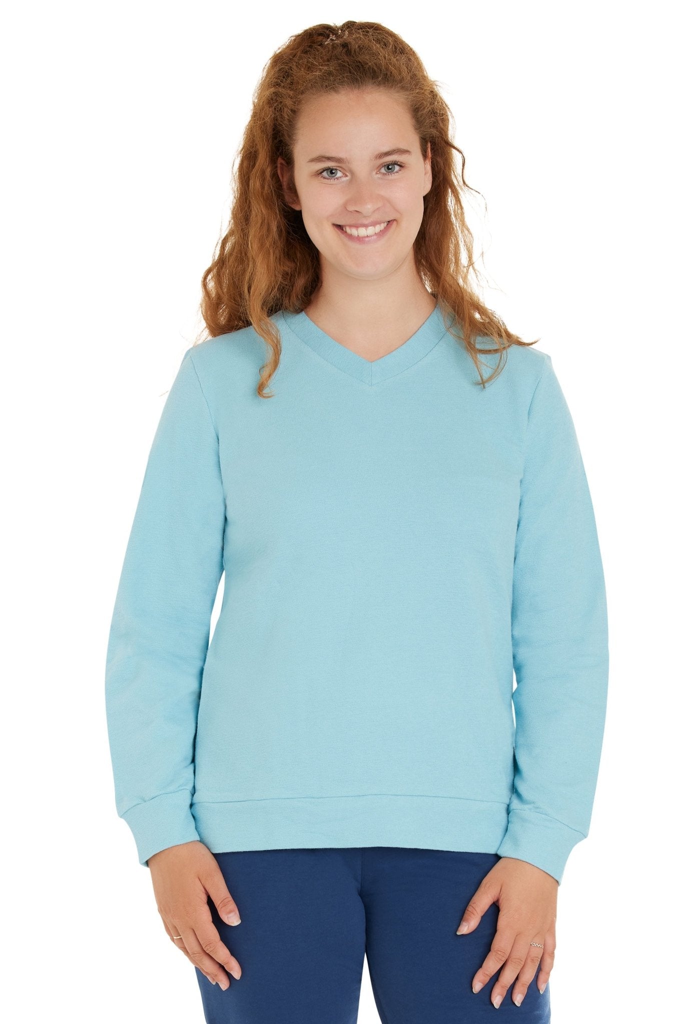 loud-proud-damen-sweat-strukturmuster-mit-v-ausschnitt image 1
