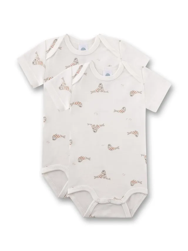 sanetta-baby-body-doppelpack-kurzarm-beige-robbe-100-bio-baumwolle image 1