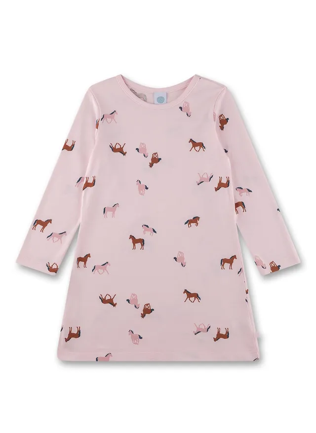 sanetta-m-dchen-nachthemd-langarm-rosa-pferd-nachtw-sche-aus-baumwolle image 1