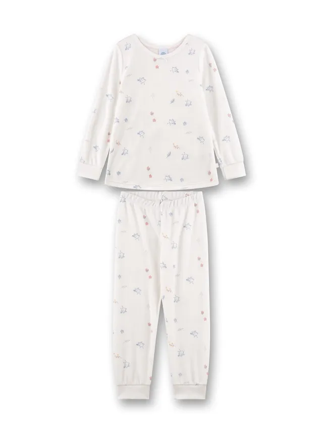 sanetta-m-dchen-schlafanzug-off-white-birds-aus-nicki image 1