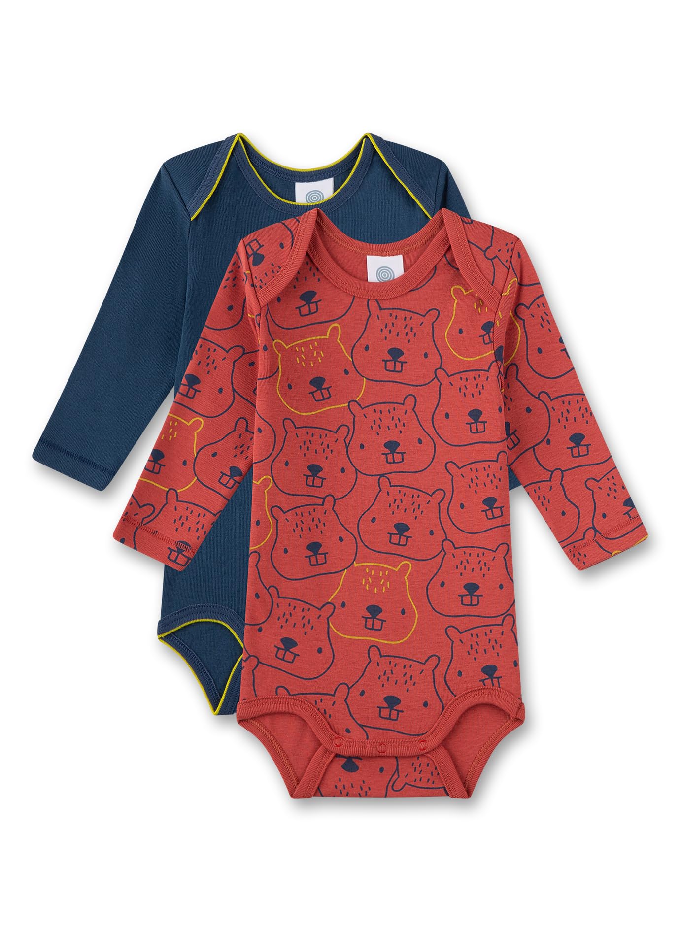 sanetta-baby-body-langarm-doppelpack-dunkelblau-und-rot-mit-biber-f-r-jungen-aus image 1
