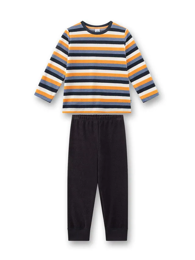 sanetta-jungen-schlafanzug-lang-blau-ringel-frottee image 1