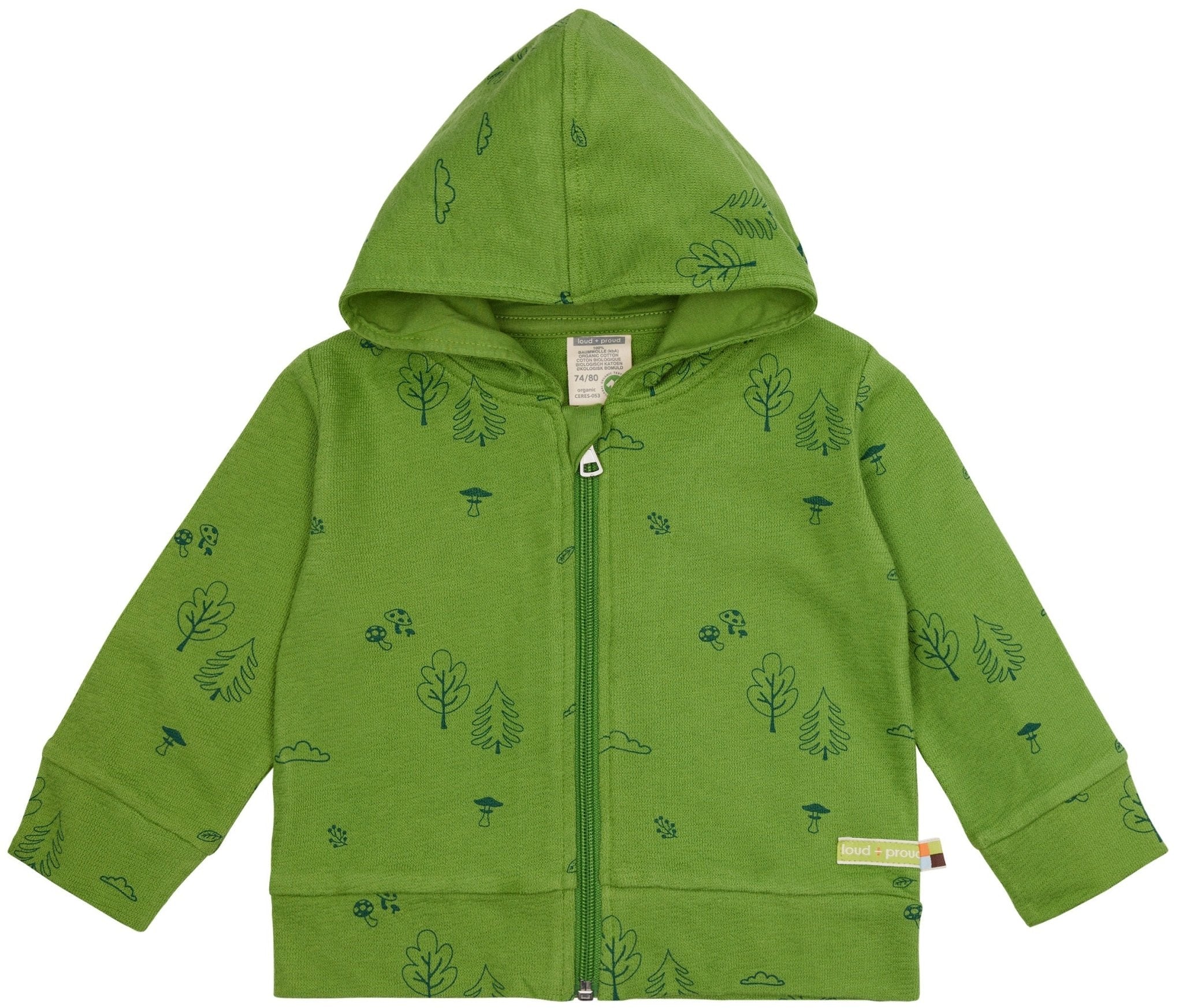 loud-proud-jacke-strukturstrick-mit-druck-kapuzenjacke-wald-motiv image 1