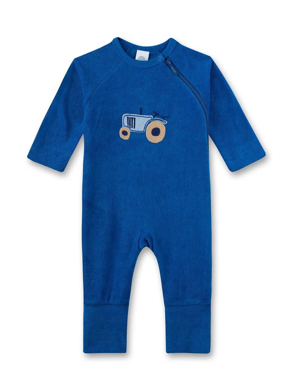 sanetta-baby-strampler-blau-traktor-frottee-jungen-strampler image 1