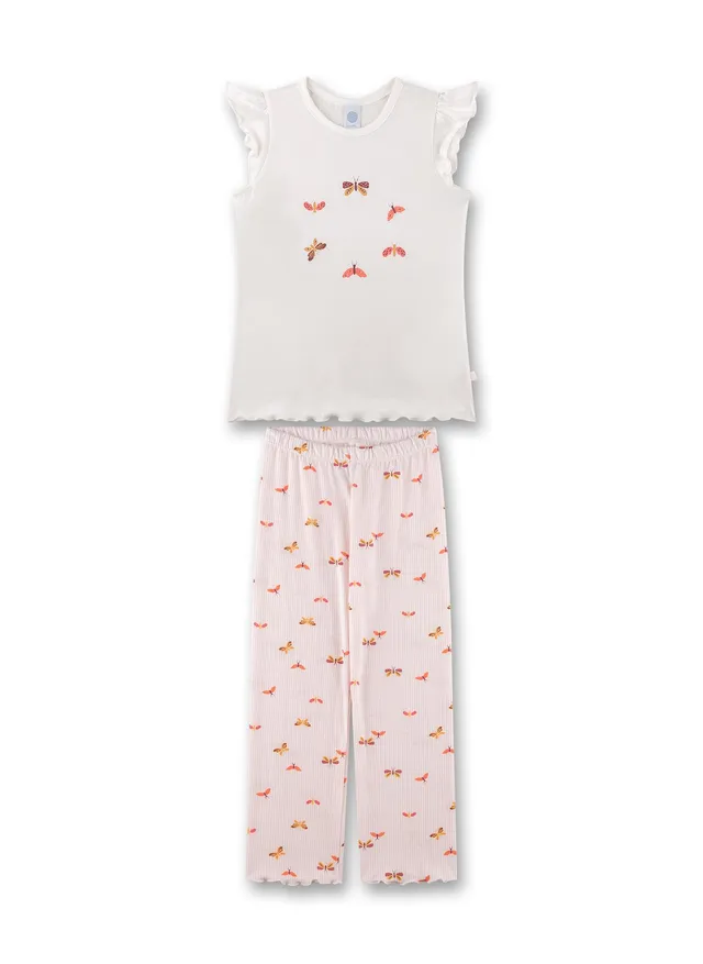 sanetta-m-dchen-schlafanzug-halbarm-off-white-pyjamaset-aus-baumwoll-modal-mix image 1