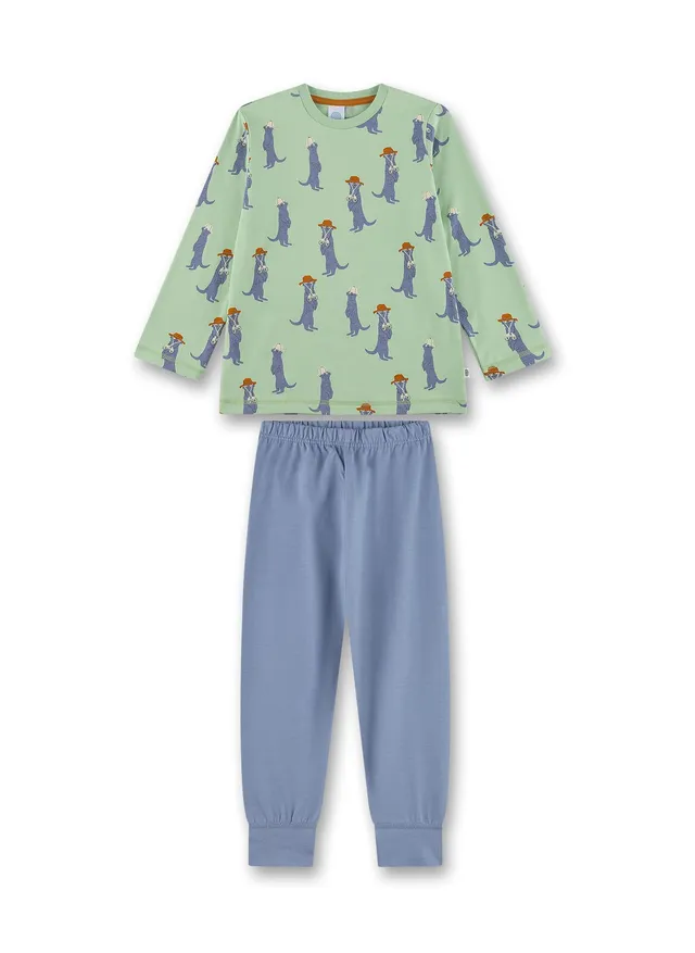 sanetta-jungen-schlafanzug-lang-gr-n-pyjamaset-aus-baumwolle image 1