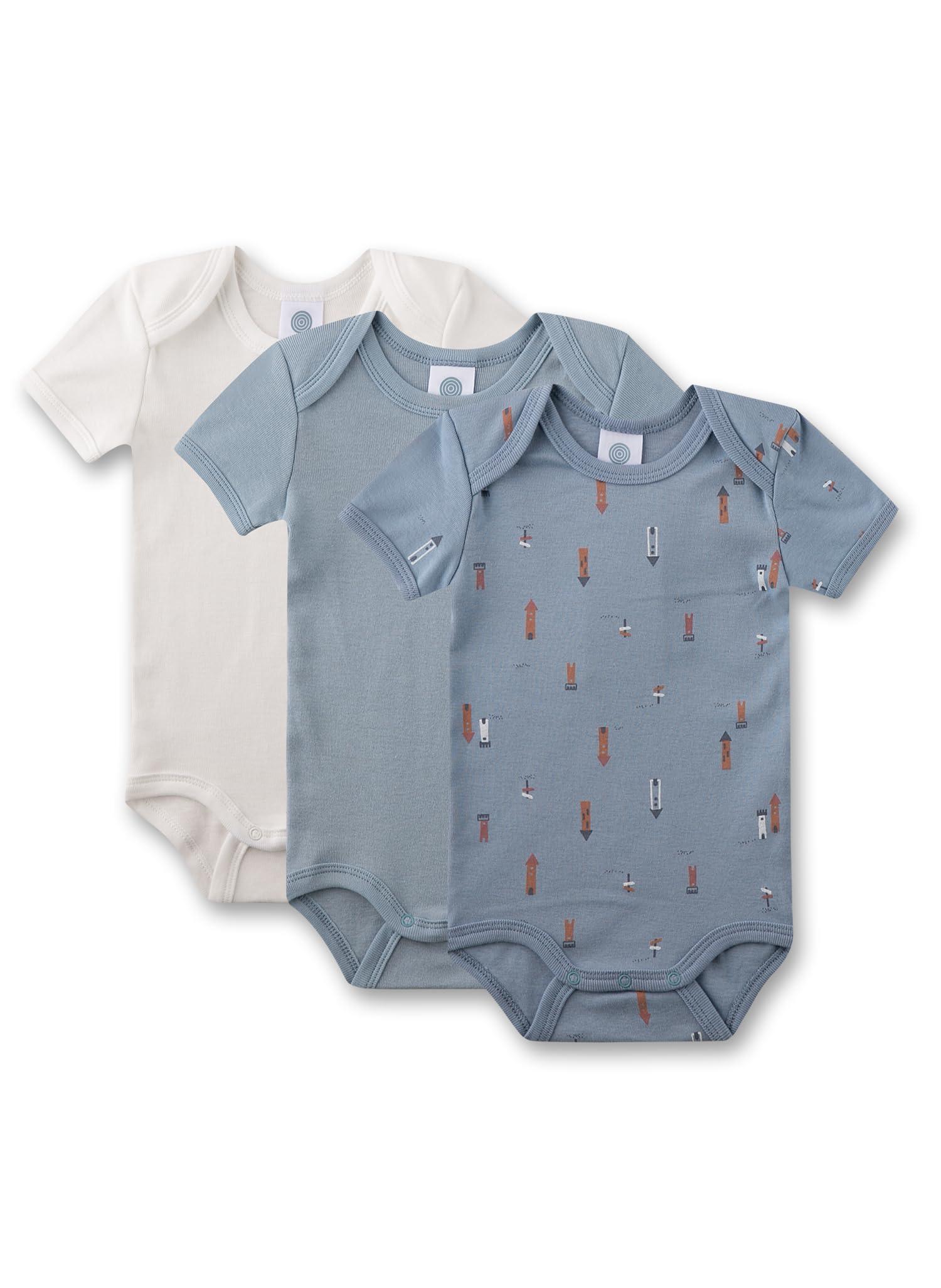 sanetta-baby-body-kurzarm-dreierpack-off-white-blau-mit-turm-body-aus-bio-baumwo image 1