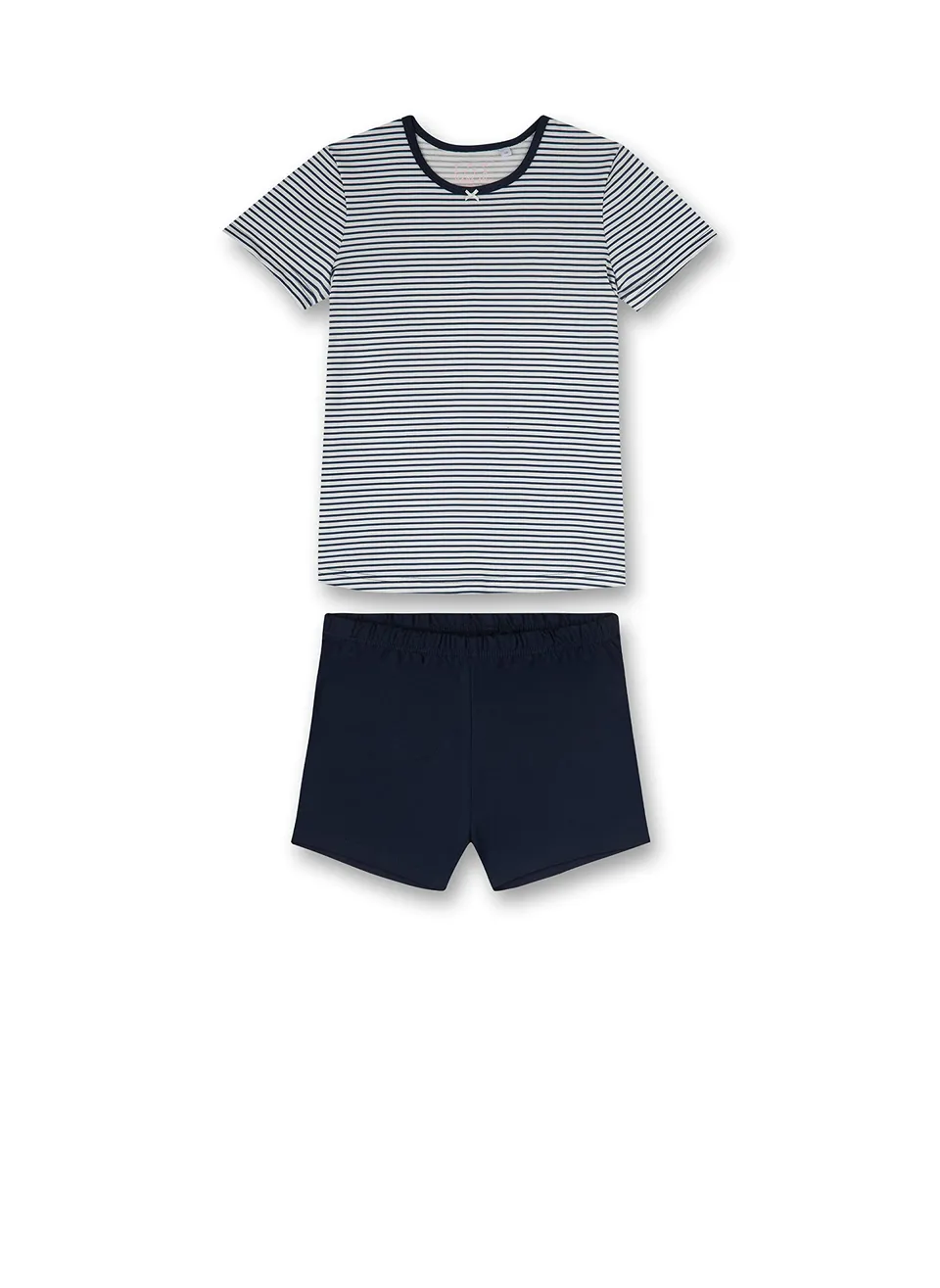 sanetta-m-dchen-schlafanzug-kurz-dunkelblau-geringelt-pyjamaset-aus-weicher-baum image 1