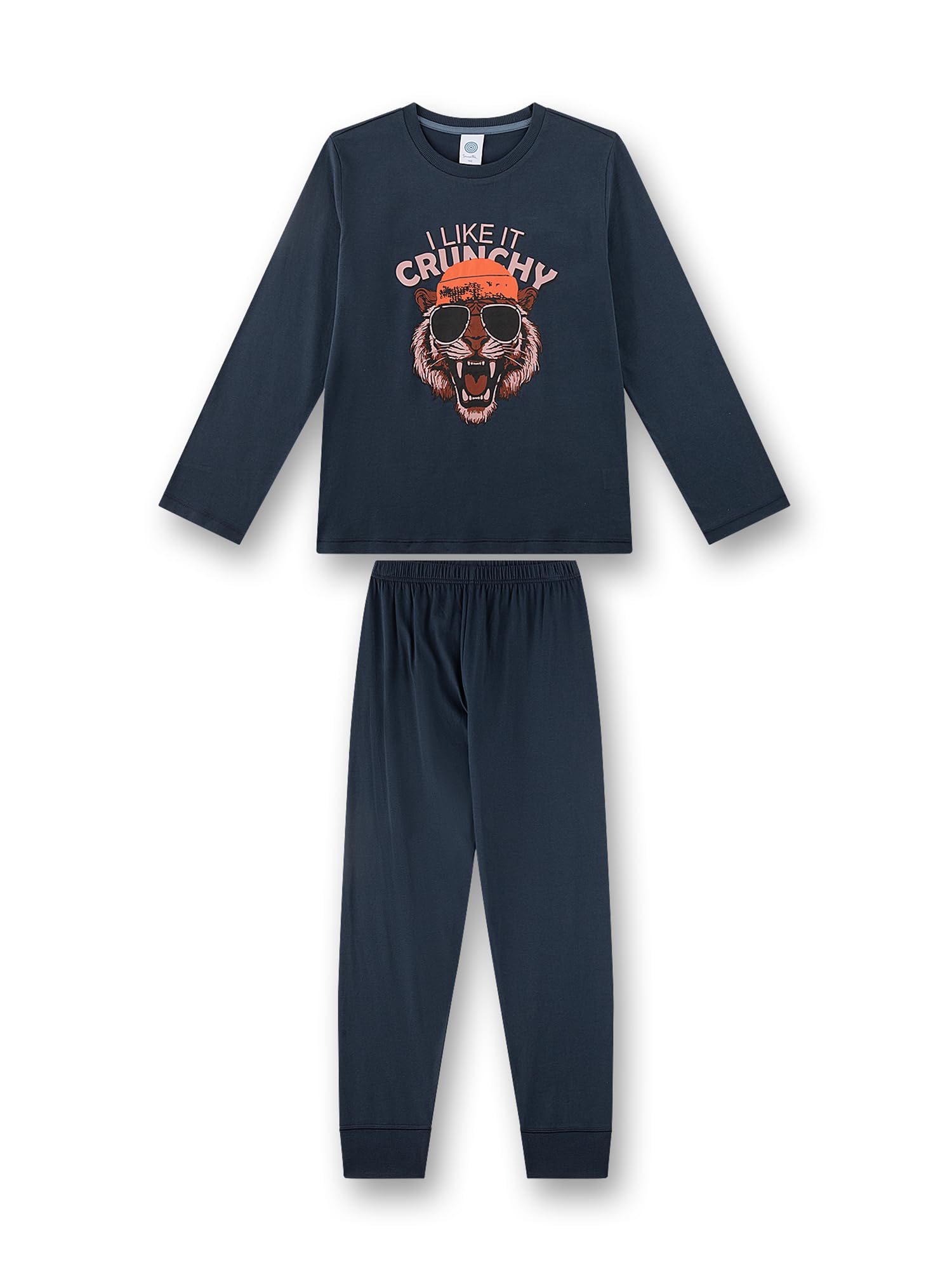 sanetta-jungen-schlafanzug-lang-dunkelblau-tiger-aus-baumwolle image 1