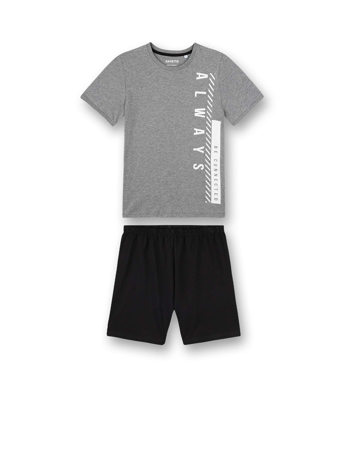 sanetta-jungen-schlafanzug-kurz-grau-pyjamaset-baumwolle image 1