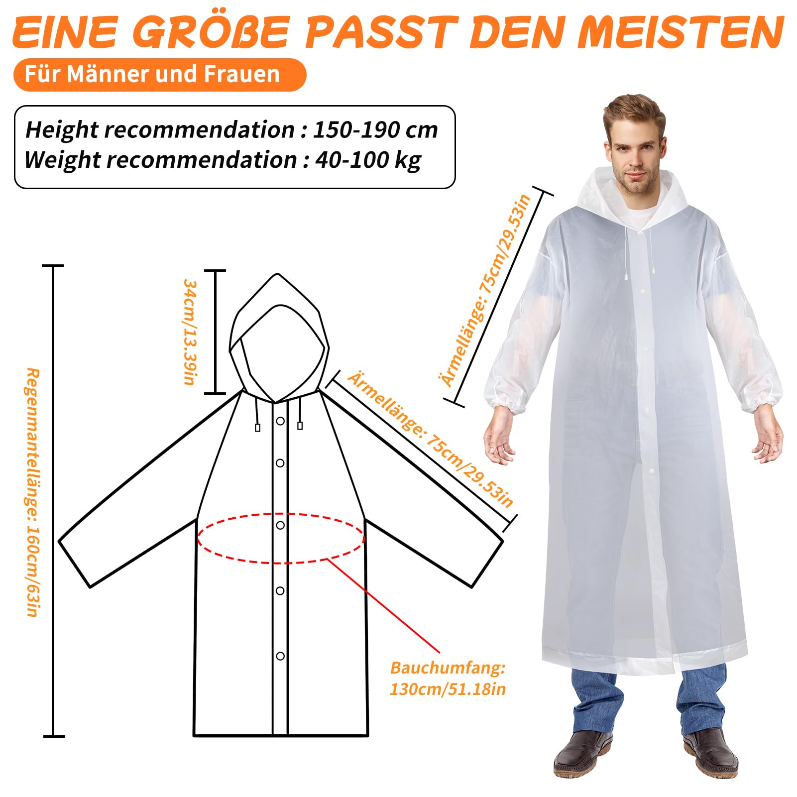 desoto-regenponcho-transparent-2-st-ck-schwarz-wiederverwendbarer-eva-regenmante image 2