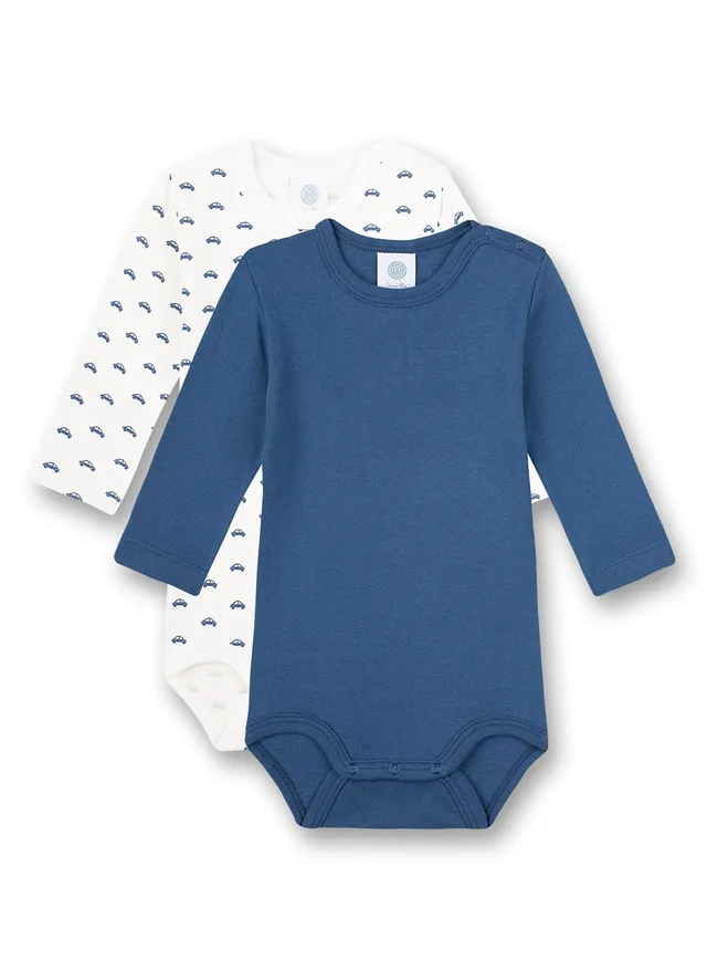 sanetta-baby-body-langarm-doppelpack-wei-blau-autos-bio-baumwolle image 1